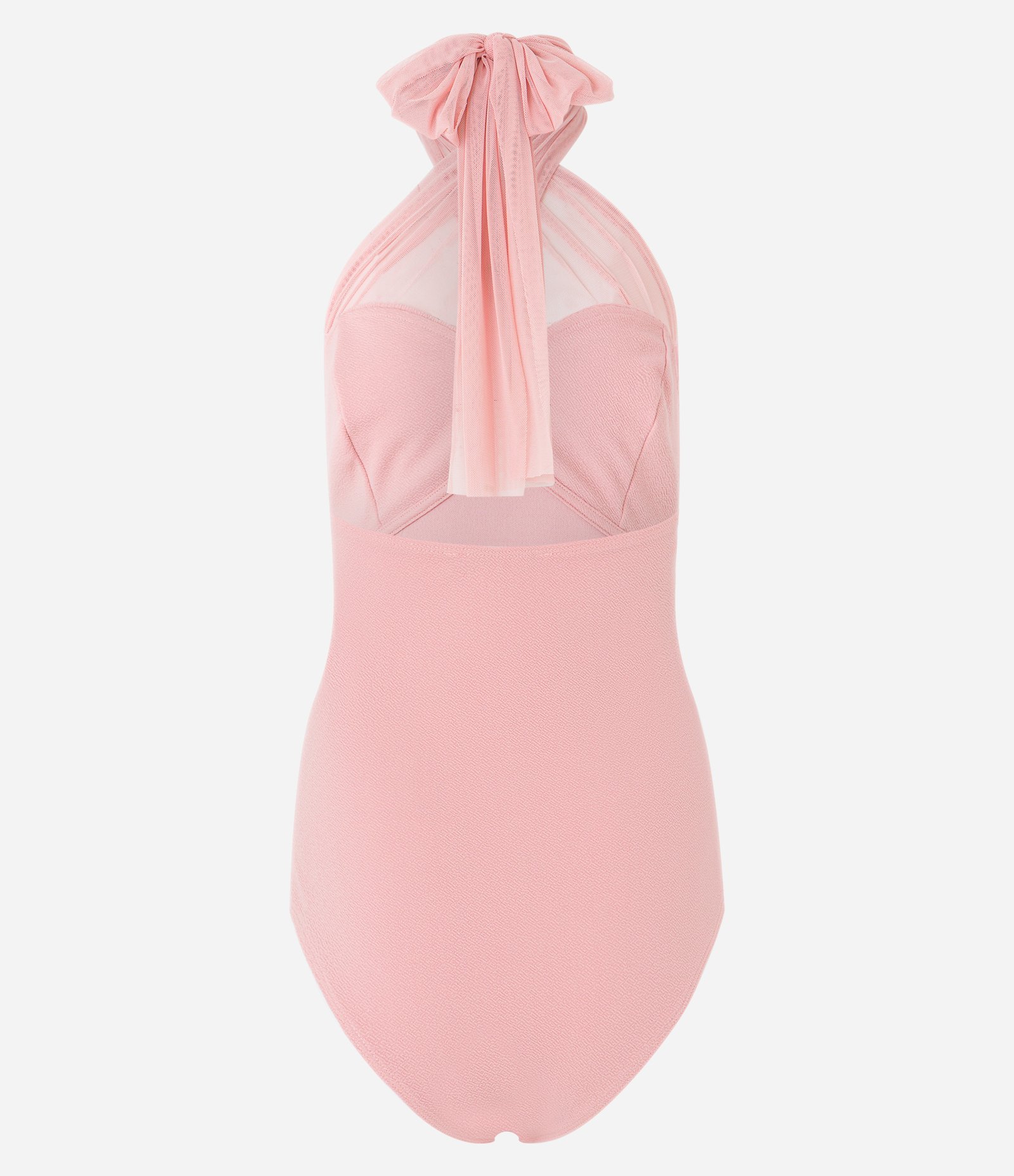 Body em Crepe com Tule e Decote Cruzado Rosa 8