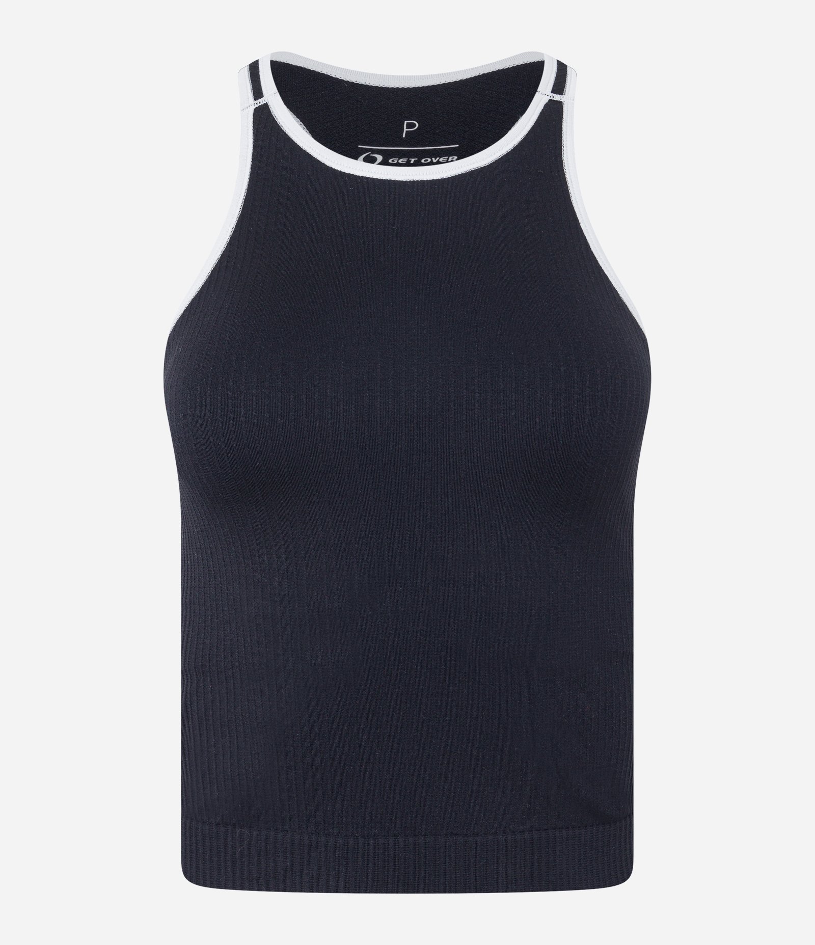 Regata Nadador Esportiva Seamless com Detalhe Contrastante na Gola Preto 6