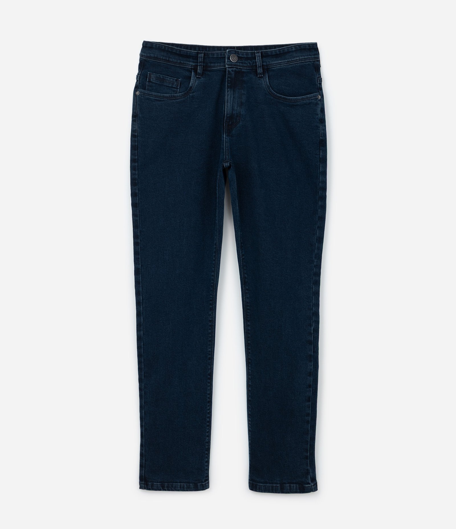 Calça Slim Básica Jeans com Passantes no Cós Escuro 6