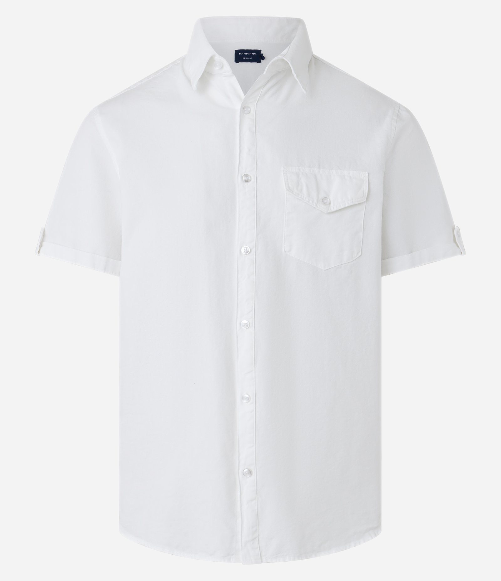 Camisa em Oxford com Bolsos e Dobra na Manga Branco 6