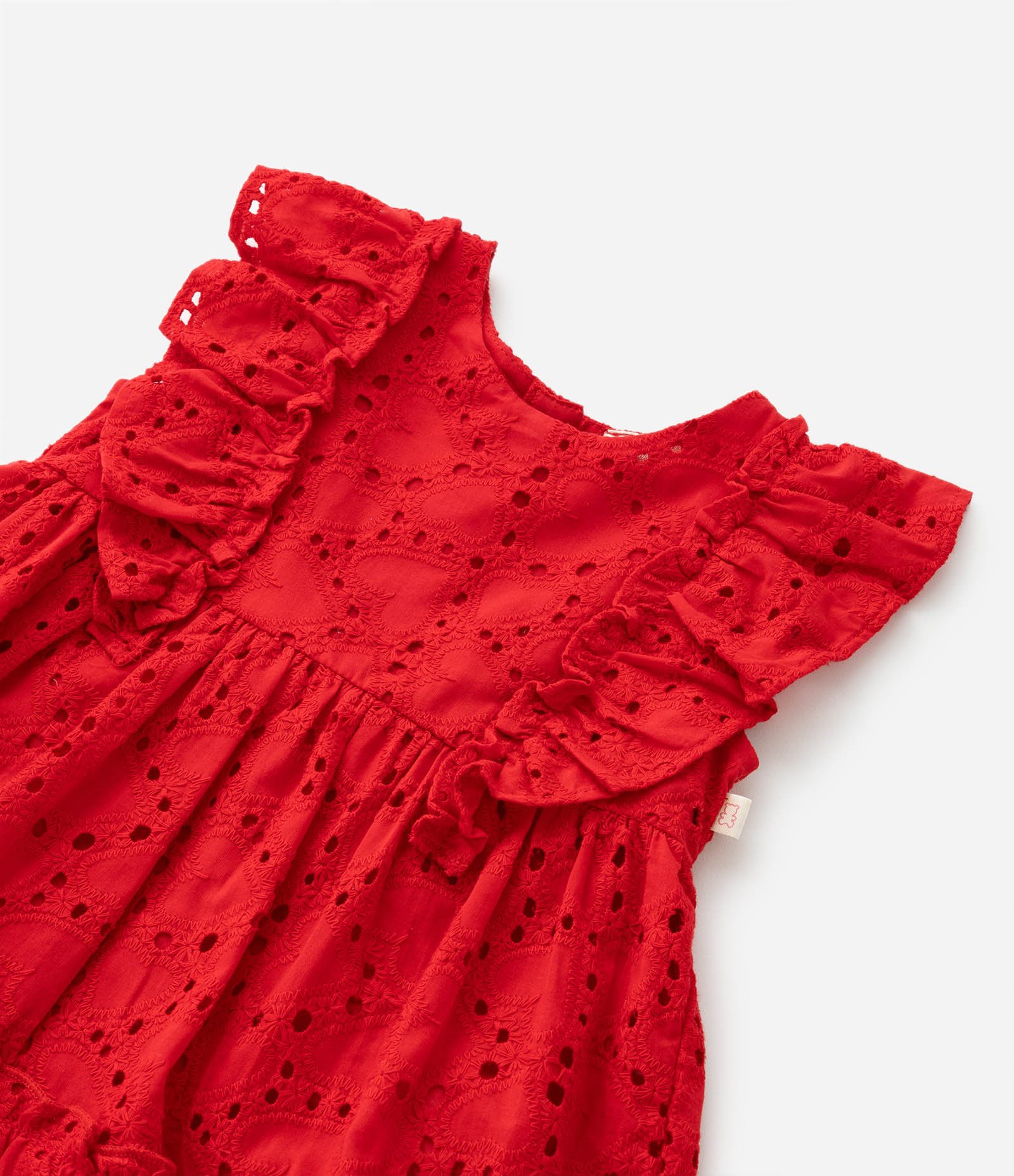 Vestido Infantil em Tricoline com Babadinhos - Tam 3 a 18 meses Vermelho 7
