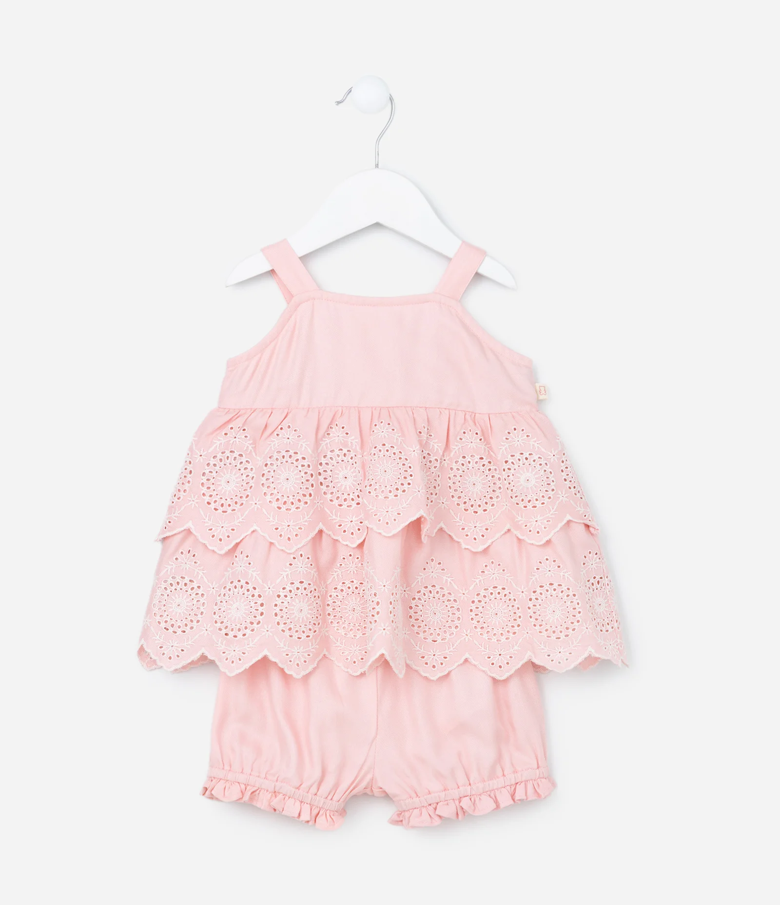 Conjunto Infantil com Babados e Bordado - Tam 0 a 18 meses Rosa 1