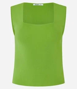 Blusa em Tricô com Decote Quadrado