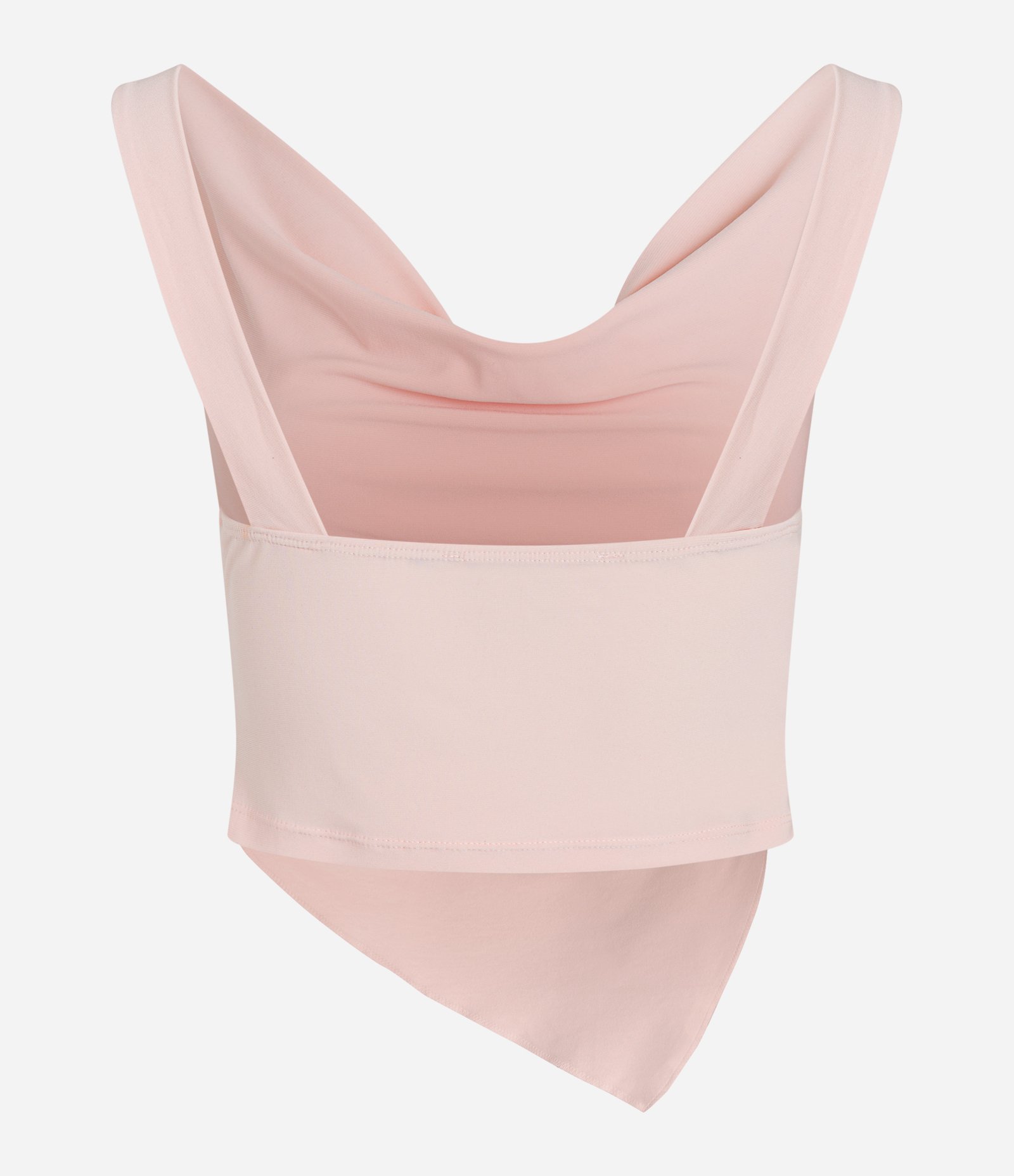 Blusa Cropped em Malha com Decote Degagê e Barra Assimétrica Rosa 4