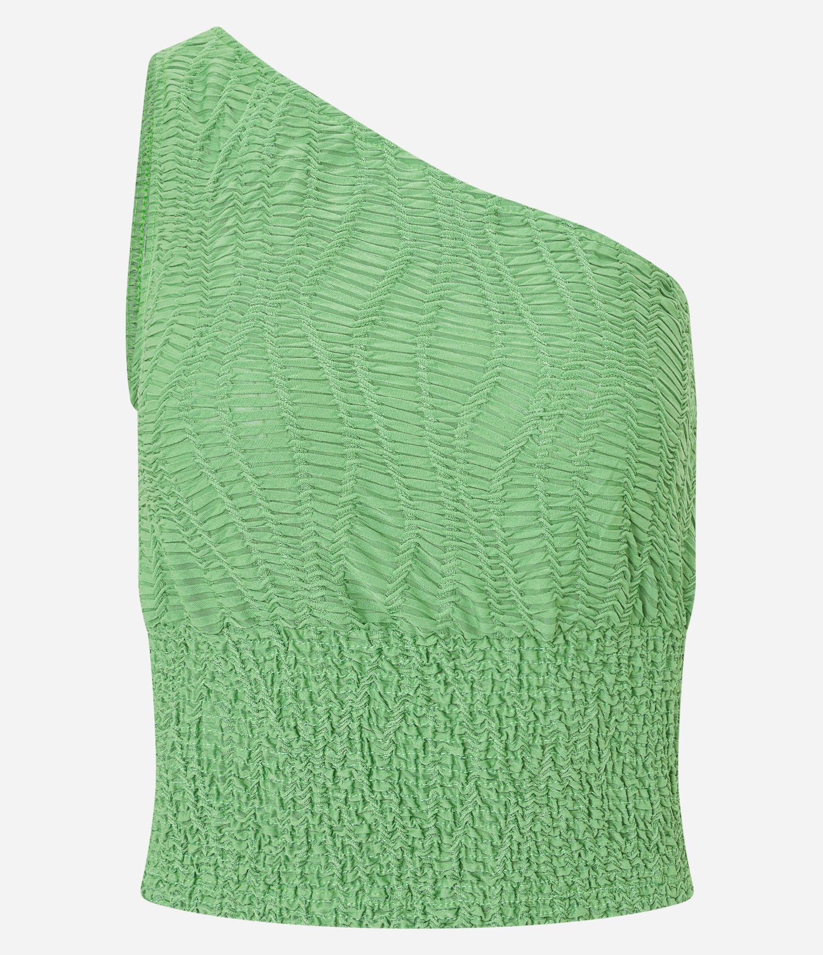 Blusa Texturizada com Ombro Só e Lastex na Cintura Verde 4