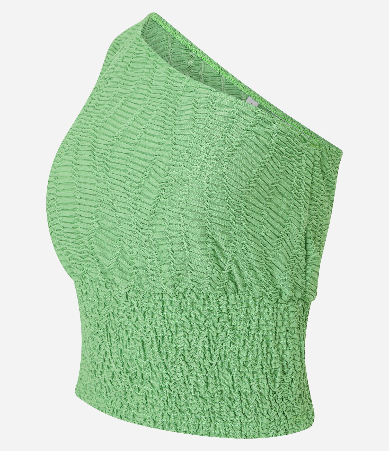 Blusa Texturizada com Ombro Só e Lastex na Cintura Verde 5