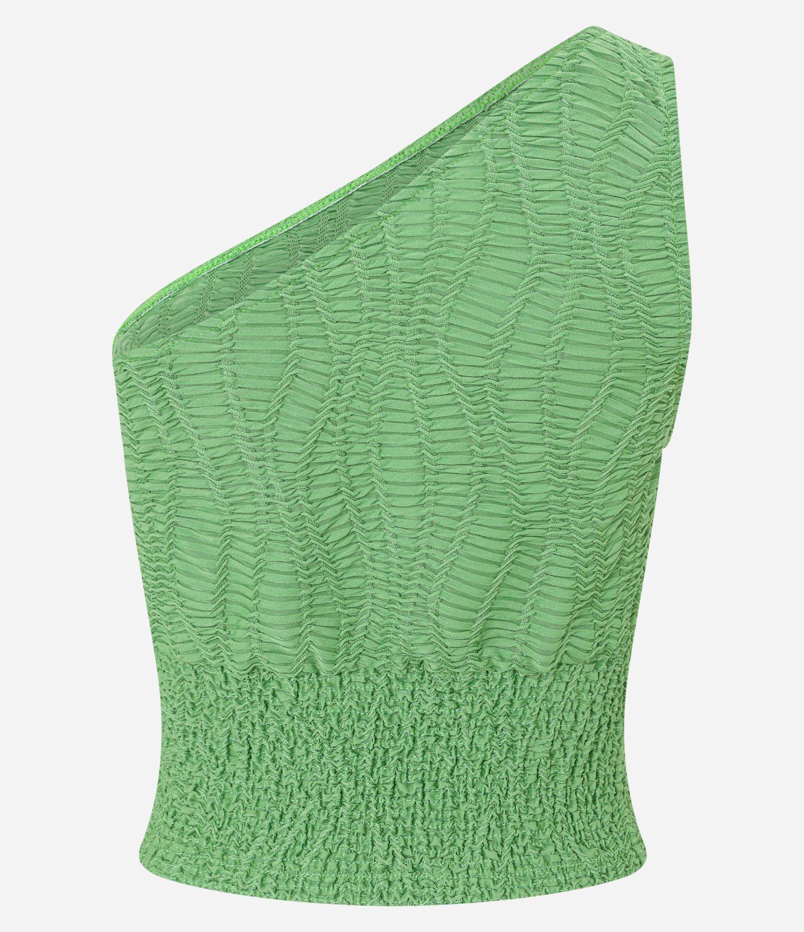 Blusa Texturizada com Ombro Só e Lastex na Cintura Verde 6