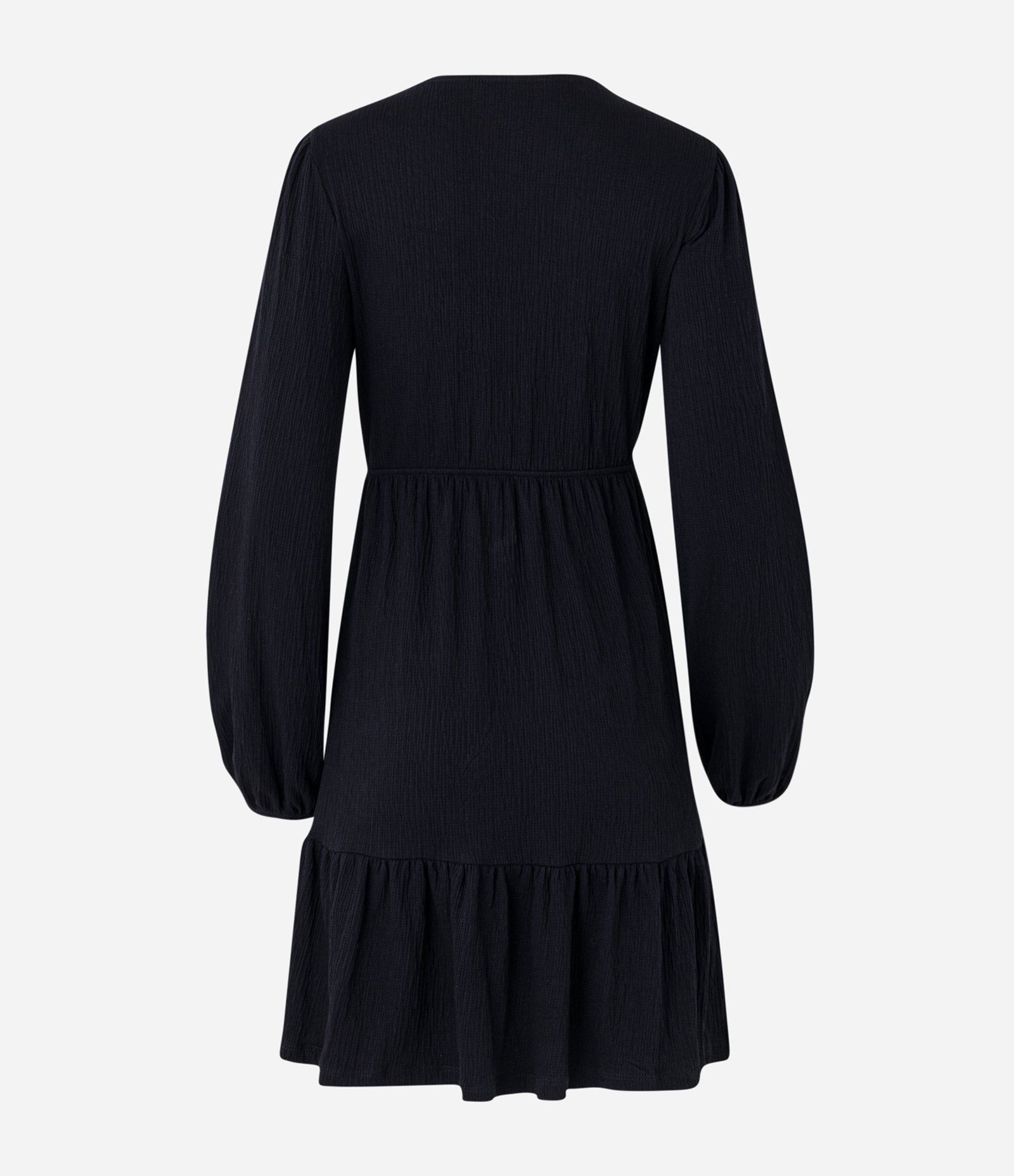 Vestido Curto Texturizado com Decote Transpassado Preto 7