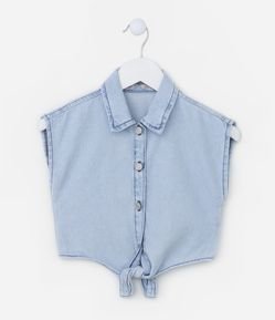 Camisa Infantil em Jeans com Amarração na Barra - Tam 1 a 5 anos