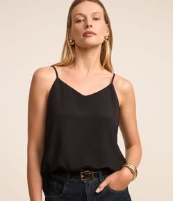 Blusa de Alça em Crepe com Decote V