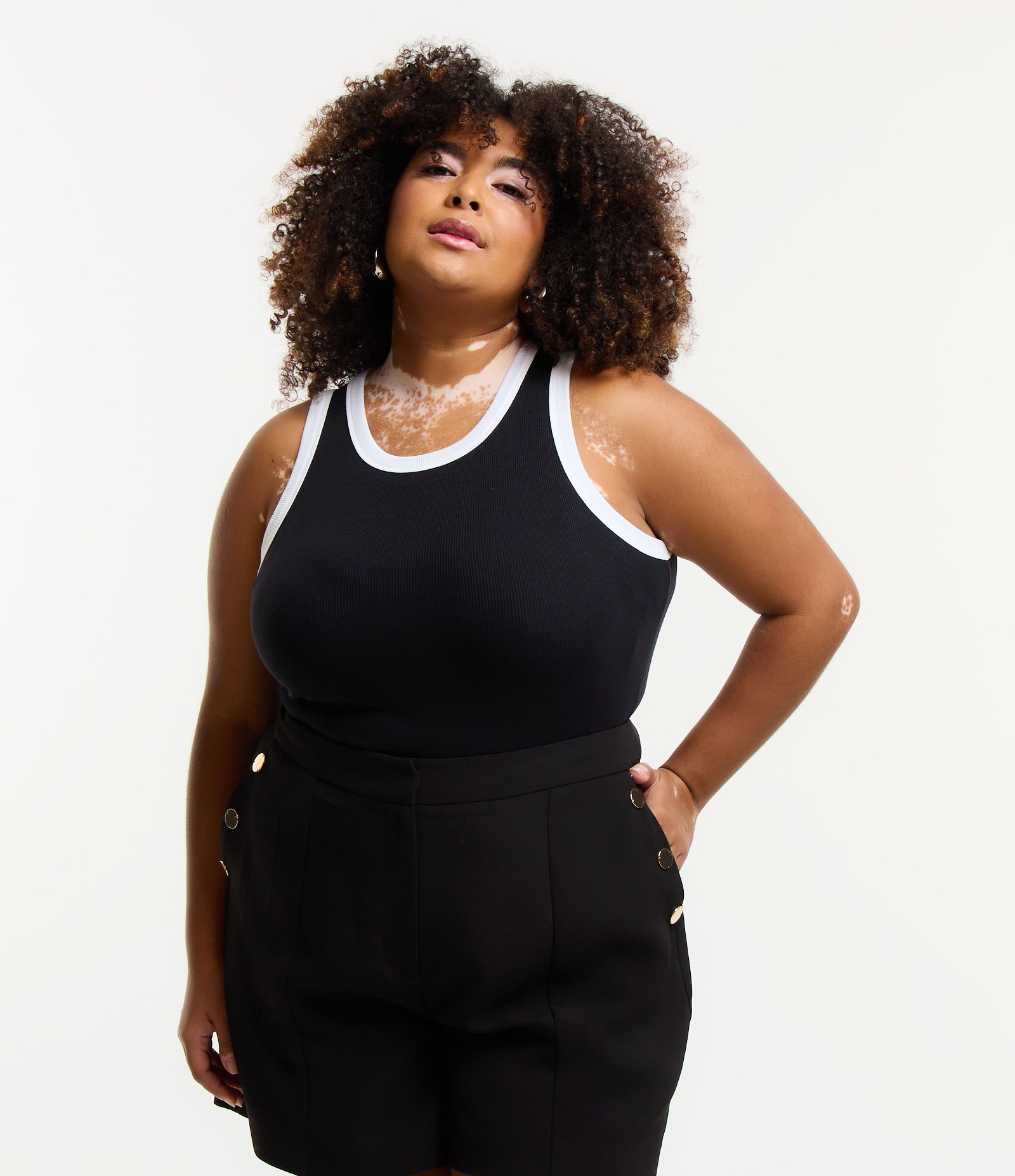 Regata em Ribana com Acabamento Contrastante Curve & Size Preto 2