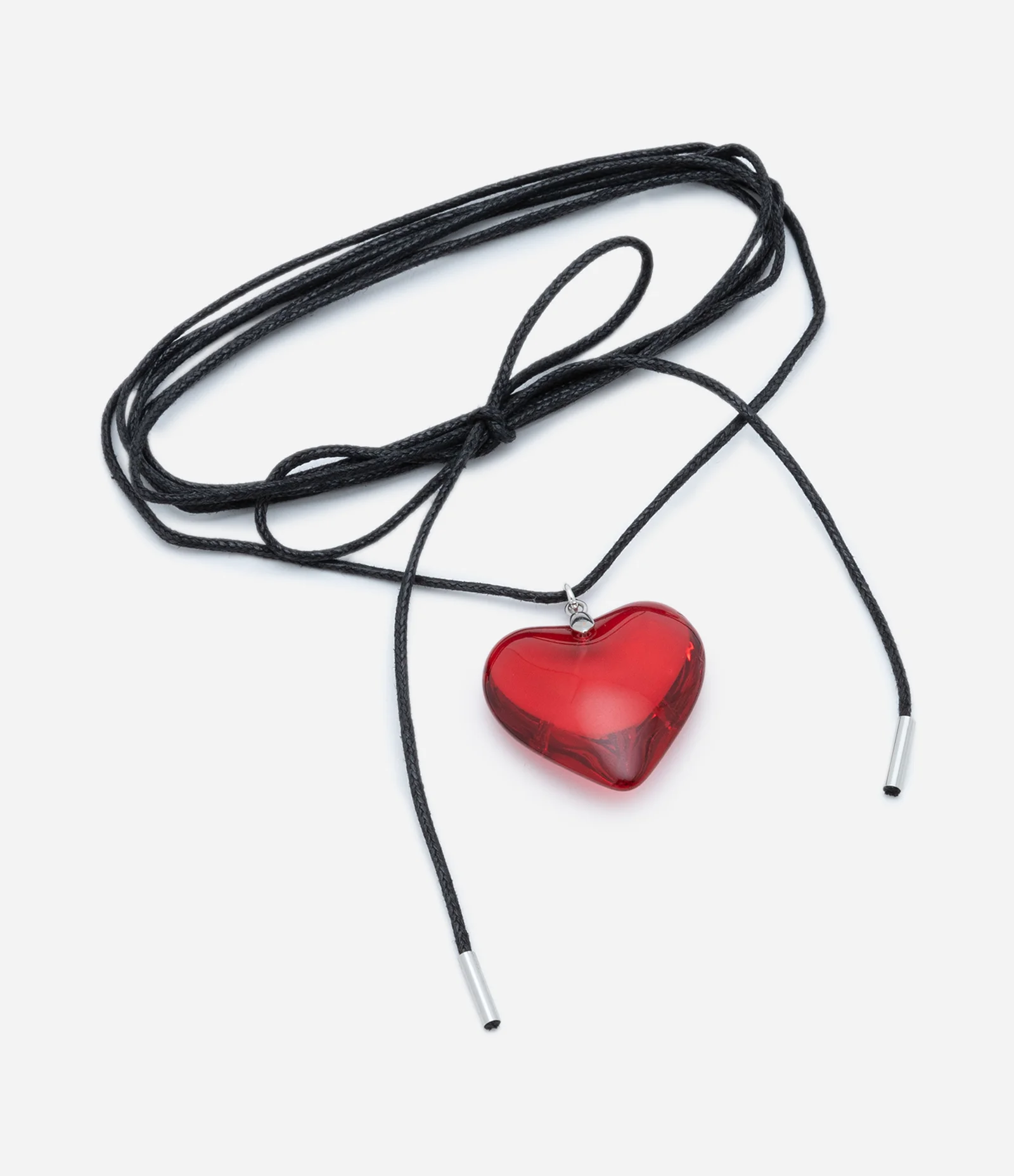 Colar em Cordão com Fio Encerado e Pingente de Coração Preto 2