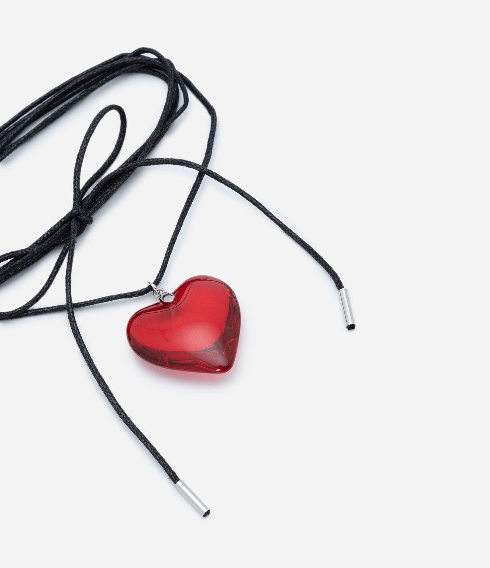 Colar em Cordão com Fio Encerado e Pingente de Coração Preto 3