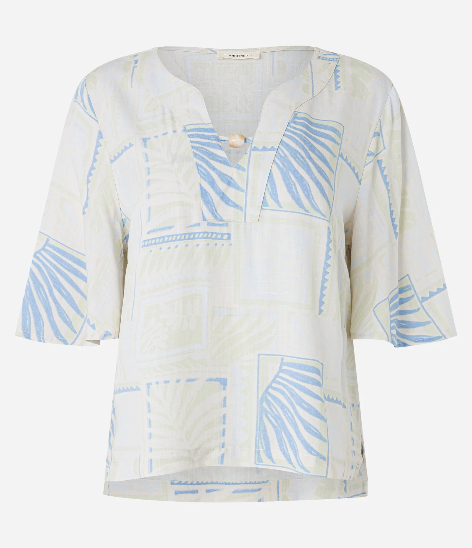 Blusa em Viscose com Miçanga na Gola e Folhagens Estampadas Off White 5