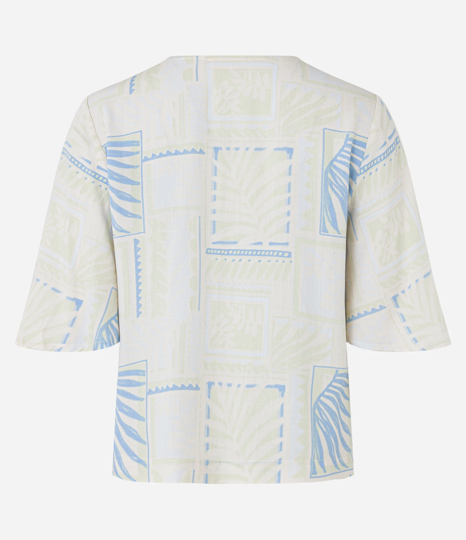 Blusa em Viscose com Miçanga na Gola e Folhagens Estampadas Off White 6