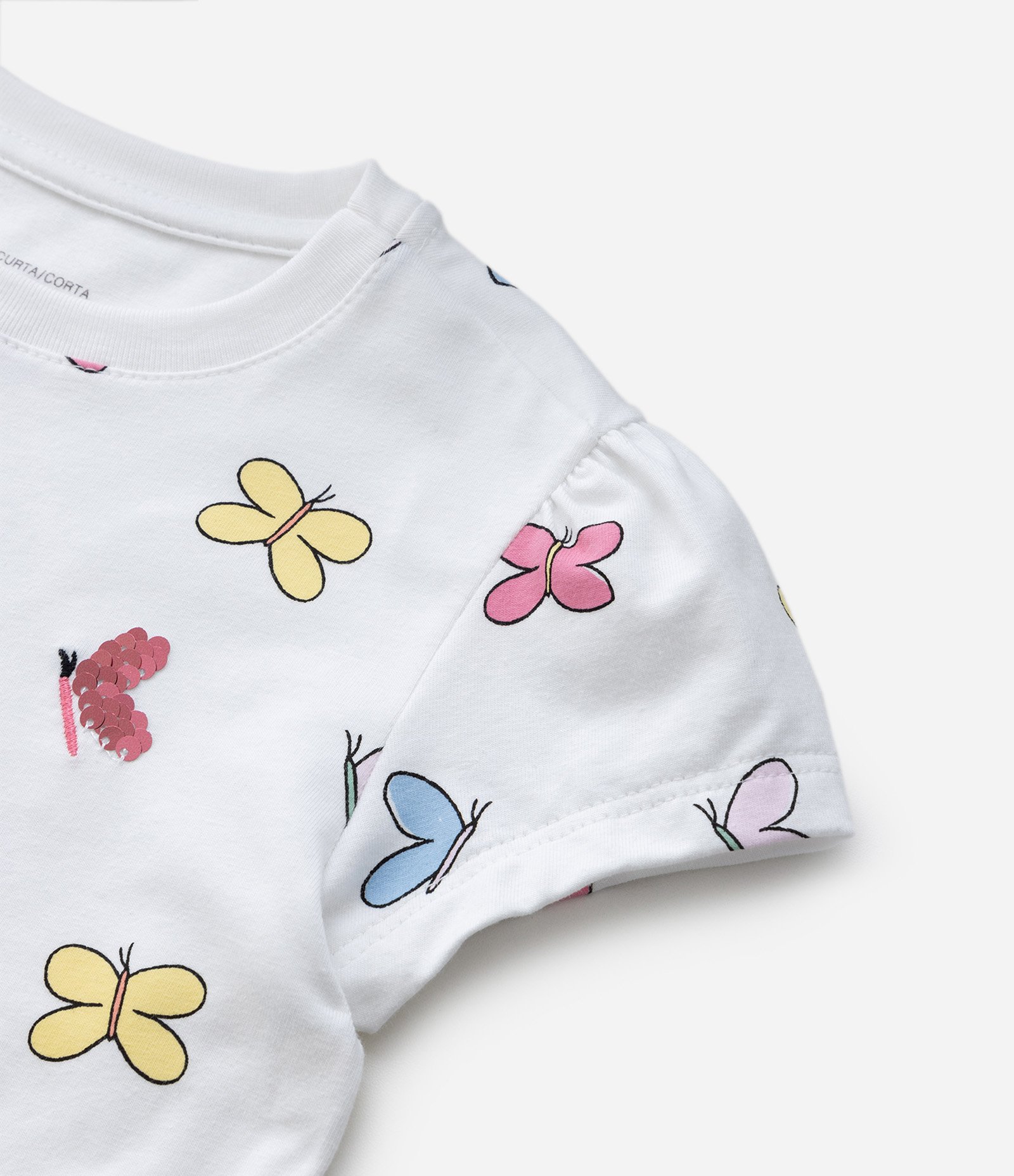 Blusa Infantil em Algodão com Bordado Borboletas - Tam 1 a 5 Anos Branco Neve 4