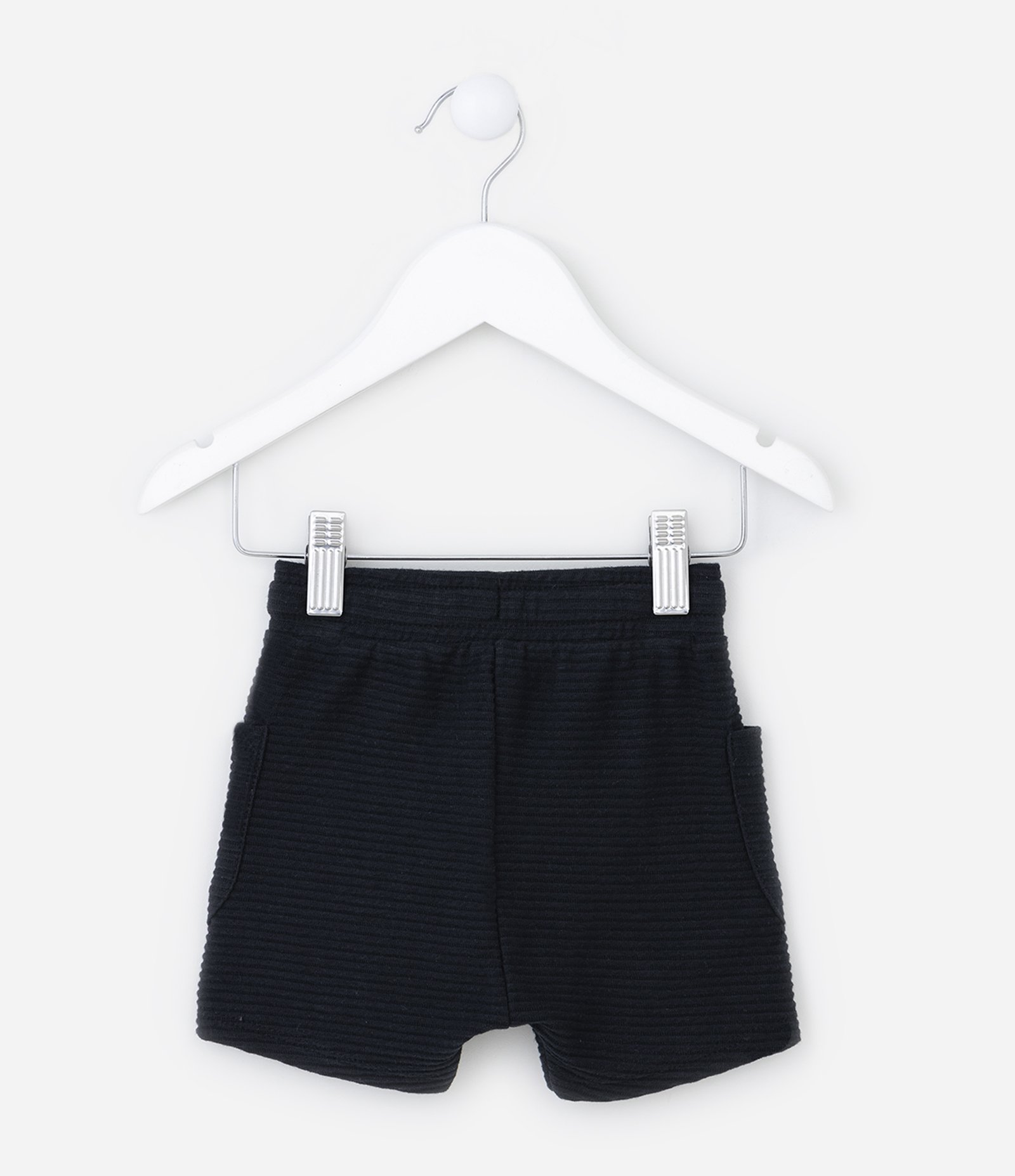 Bermuda Infantil Texturizada com Bolsos Laterais - Tam 0 a 18 meses Preto 2