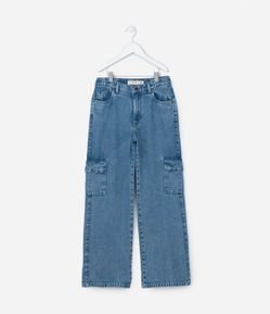 Calça Cargo em Jeans com Bolso Lateral - Tam 5 A 14 anos