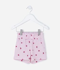 Short Clochard Infantil Canelado com Estampa de Joaninhas - Tam 1 a 5 Anos