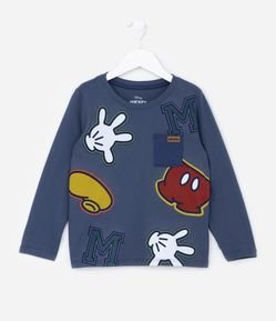 Camiseta Infantil com Bolsinho e Estampa do Mickey Mouse - Tam 1 a 5 anos