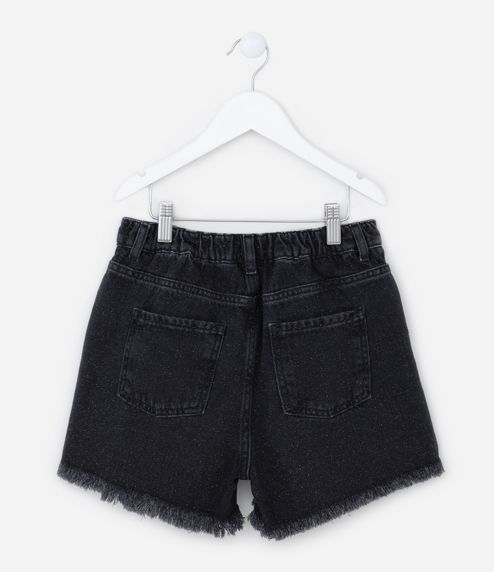 Short Cintura Alta Infantil em Jeans com Glitter - Tam 5 A 14 Anos Preto 2