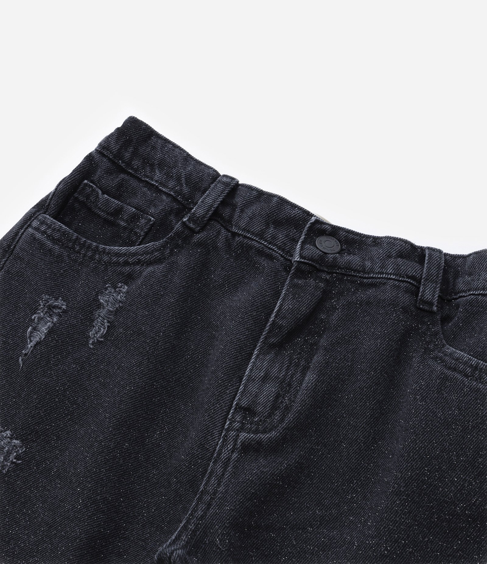 Short Cintura Alta Infantil em Jeans com Glitter - Tam 5 A 14 Anos Preto 5
