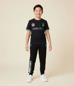 Calça Infantil Leve com Bolsos e Estampa Minecraft - Tam 5 a 14 Anos