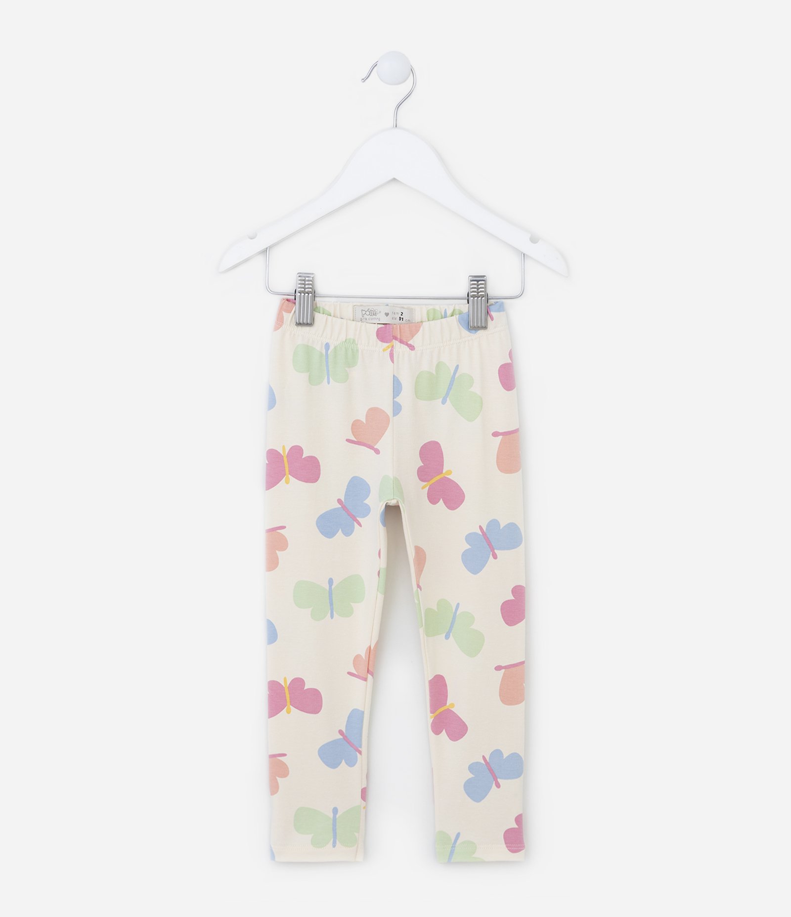 Calça Legging Infantil com Estampa de Borboletinhas - Tam 1 A 5 Anos Bege 1