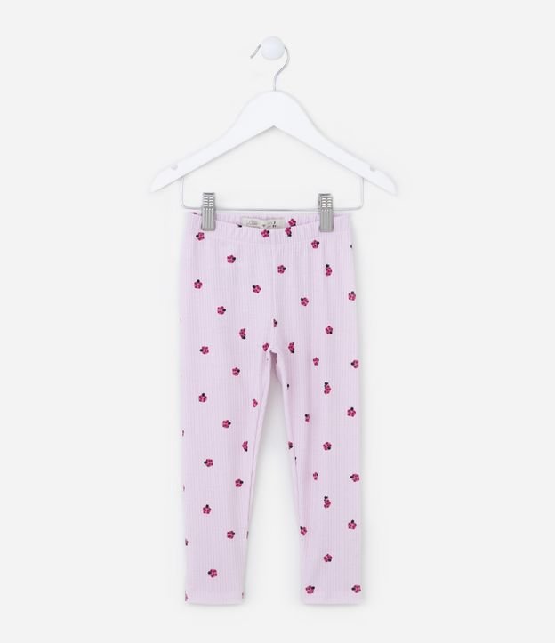 Calça Legging Infantil Canelada com Estampa de Joaninhas - Tam 1 a 5 Anos