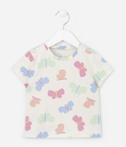 Blusa Infantil em Algodão Estampa Borboletinhas - Tam 1 a 4 anos