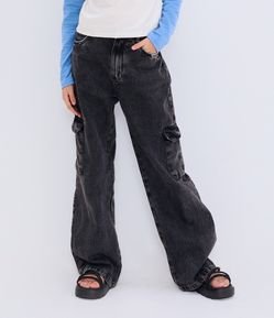 Calça Cargo Infantil em Sarja com Bolso Lateral - Tam 5 a 14 Anos