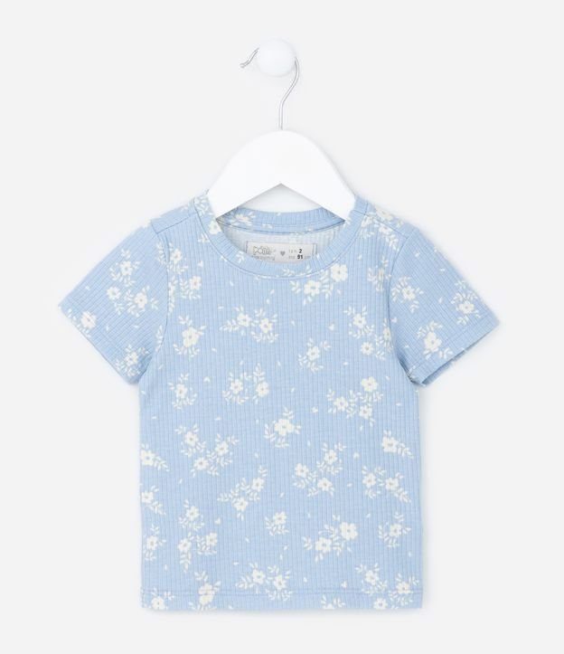 Blusa Infantil Canelada com Estampa Floral - Tam 1 A 5 Anos