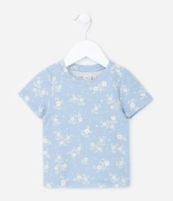 Blusa Infantil Canelada com Estampa Floral - Tam 1 A 5 Anos