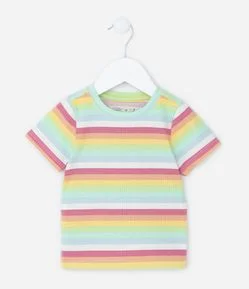 Blusa Infantil Canelada com Estampa de Listras - Tam 1 a 5 Anos