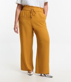 Calça Pantalona em Crepe com Amarração no Cós Curve & Plus Size