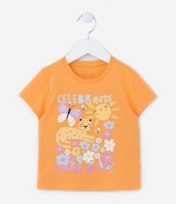 Blusa Infantil com Estampa de Sol e Bichinhos - Tam 1 a 5 Anos