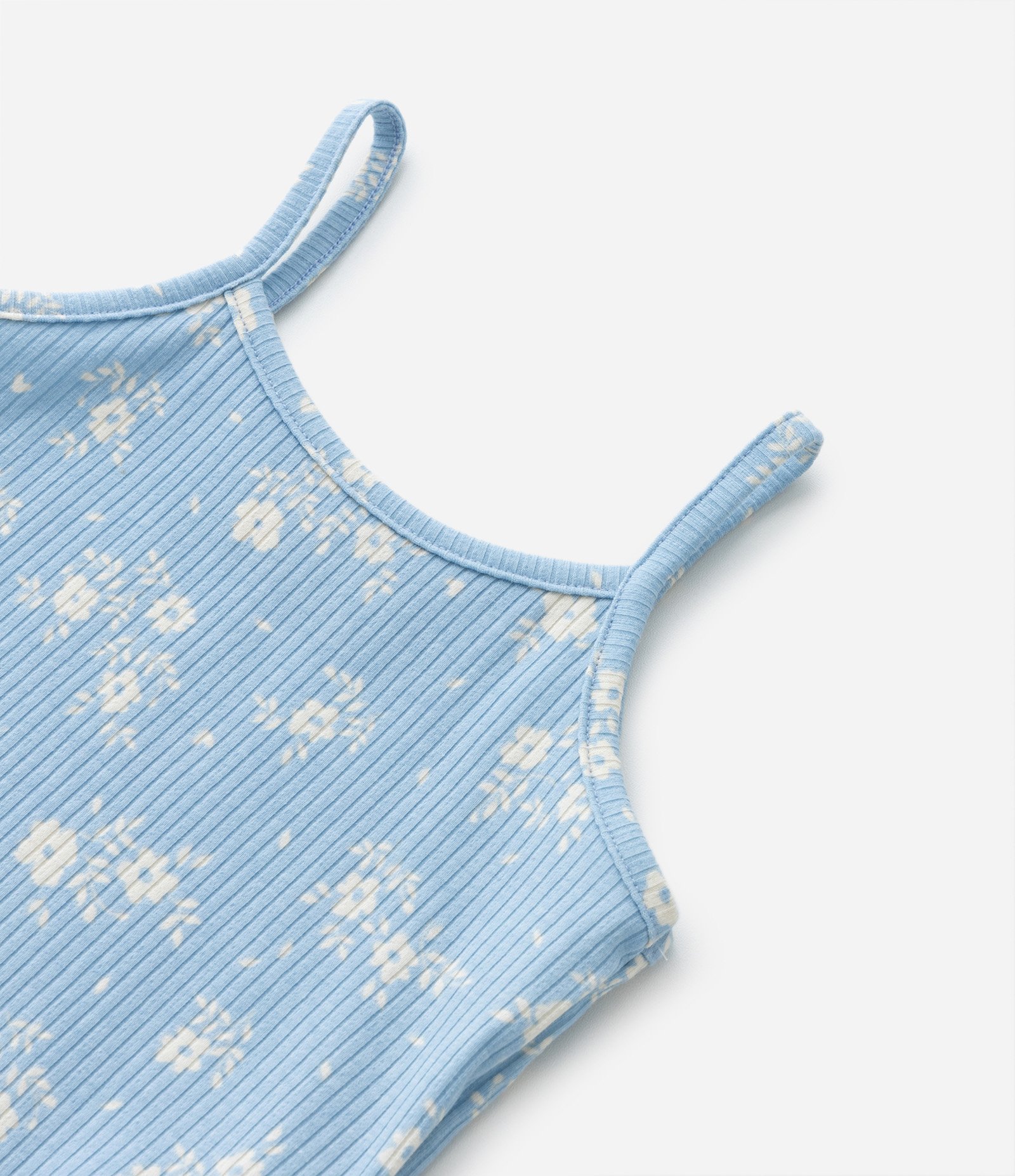 Regata Infantil Canelada com Estampa Floral - Tam 1 a 5 Anos Azul 4