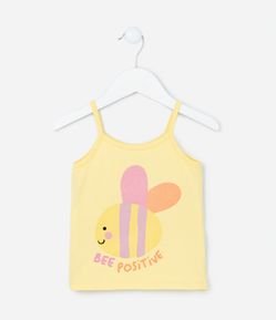 Blusa de Alça Infantil em Cotton Estampa Abelhinha com Glitter - Tam 1 a 5 anos