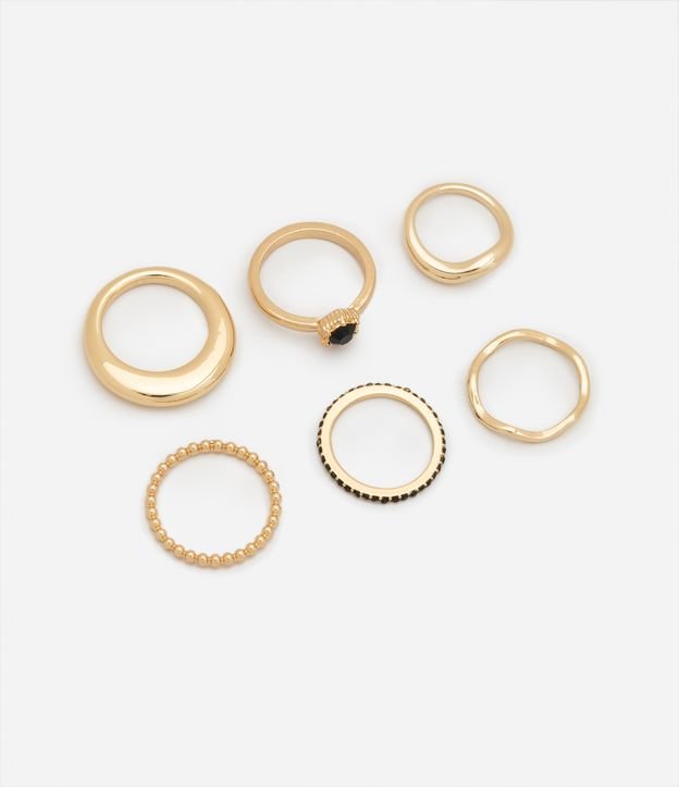 Kit 06 Anéis Finos com Detalhes Variados