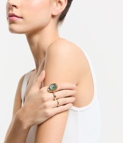 Kit 03 Anéis Médios com Resina Efeito Abalone