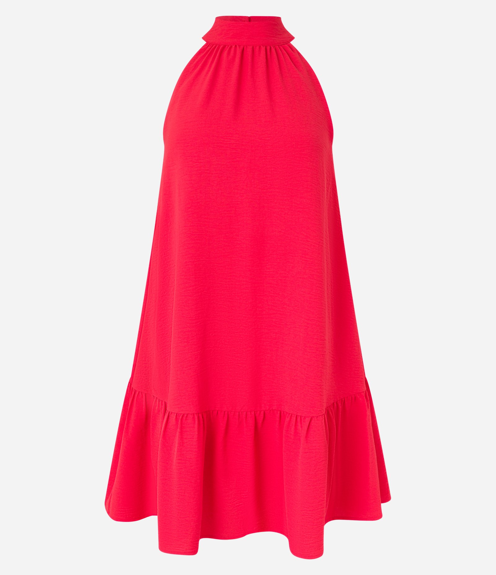 Vestido Airflow Sem Manga com Gola Alta e Franzido Vermelho Escarlate 5