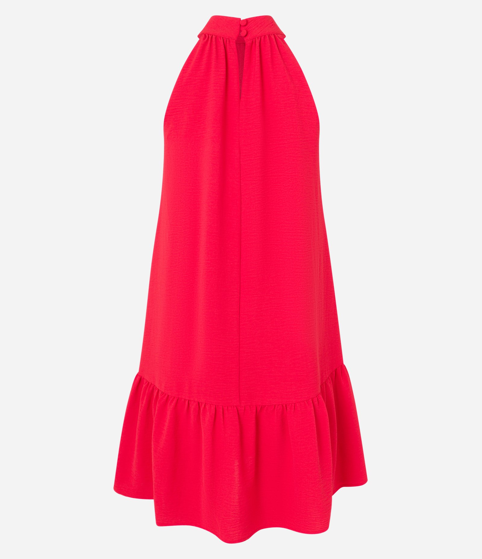 Vestido Airflow Sem Manga com Gola Alta e Franzido Vermelho Escarlate 6