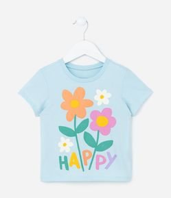 Blusa Infantil em Algodão com Estampa de Florzinhas - Tam 1 a 5 Anos
