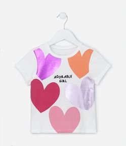 Blusa Infantil com Estampa de Corações - Tam 1 a 5 Anos