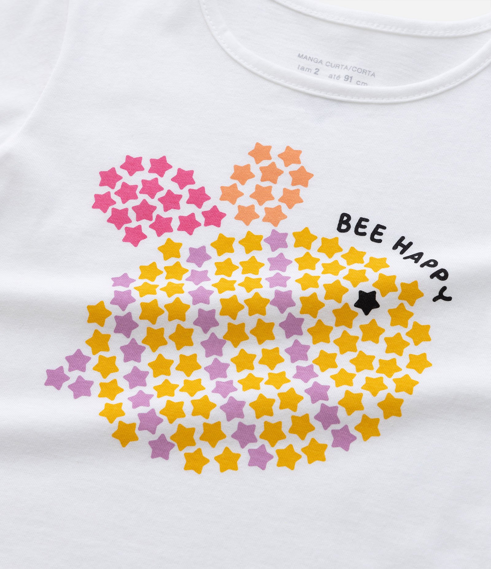Blusa Curta Infantil com Estampa de Abelhinha - Tam 1 A 5 Anos Branco Neve 3