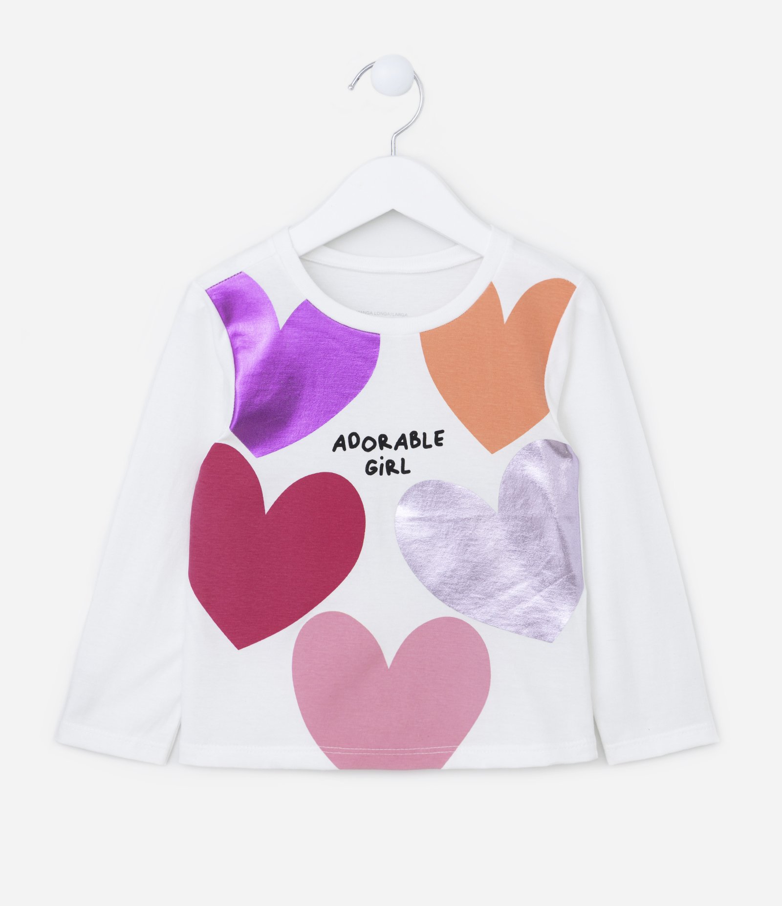 Blusa Infantil com Estampa de Corações - Tam 1 a 5 Anos Branco Neve 1