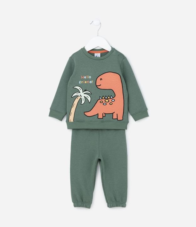 Conjunto Infantil Quentinho com Estampa Dino - Tam 0 a 18 meses
