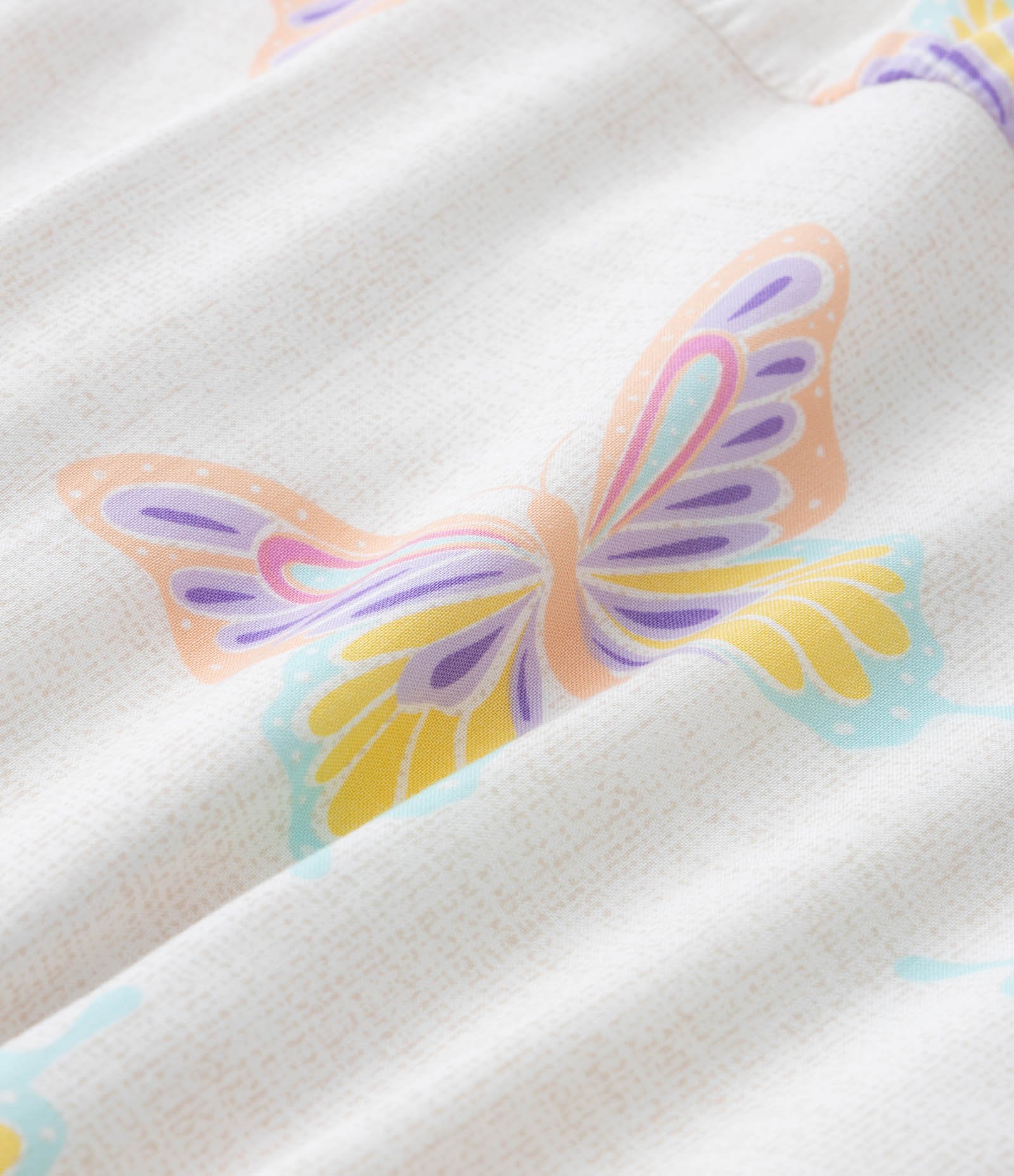 Vestido Infantil em Viscose com Estampa Borboletas - Tam 5 a 14 Anos Bege 3