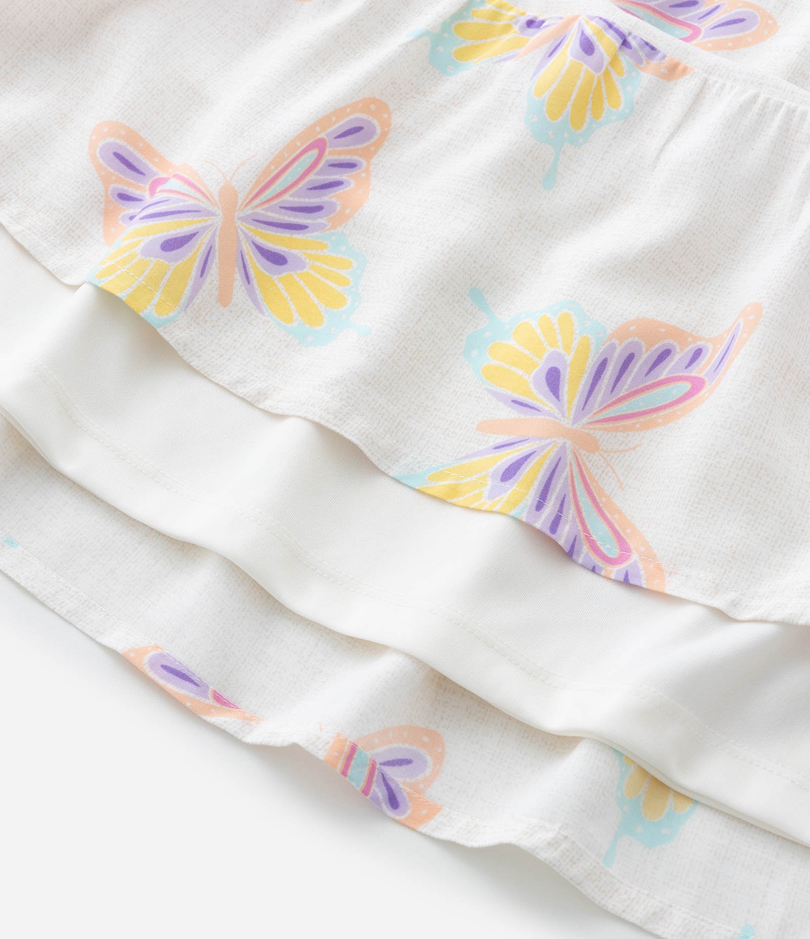 Vestido Infantil em Viscose com Estampa Borboletas - Tam 5 a 14 Anos Bege 4