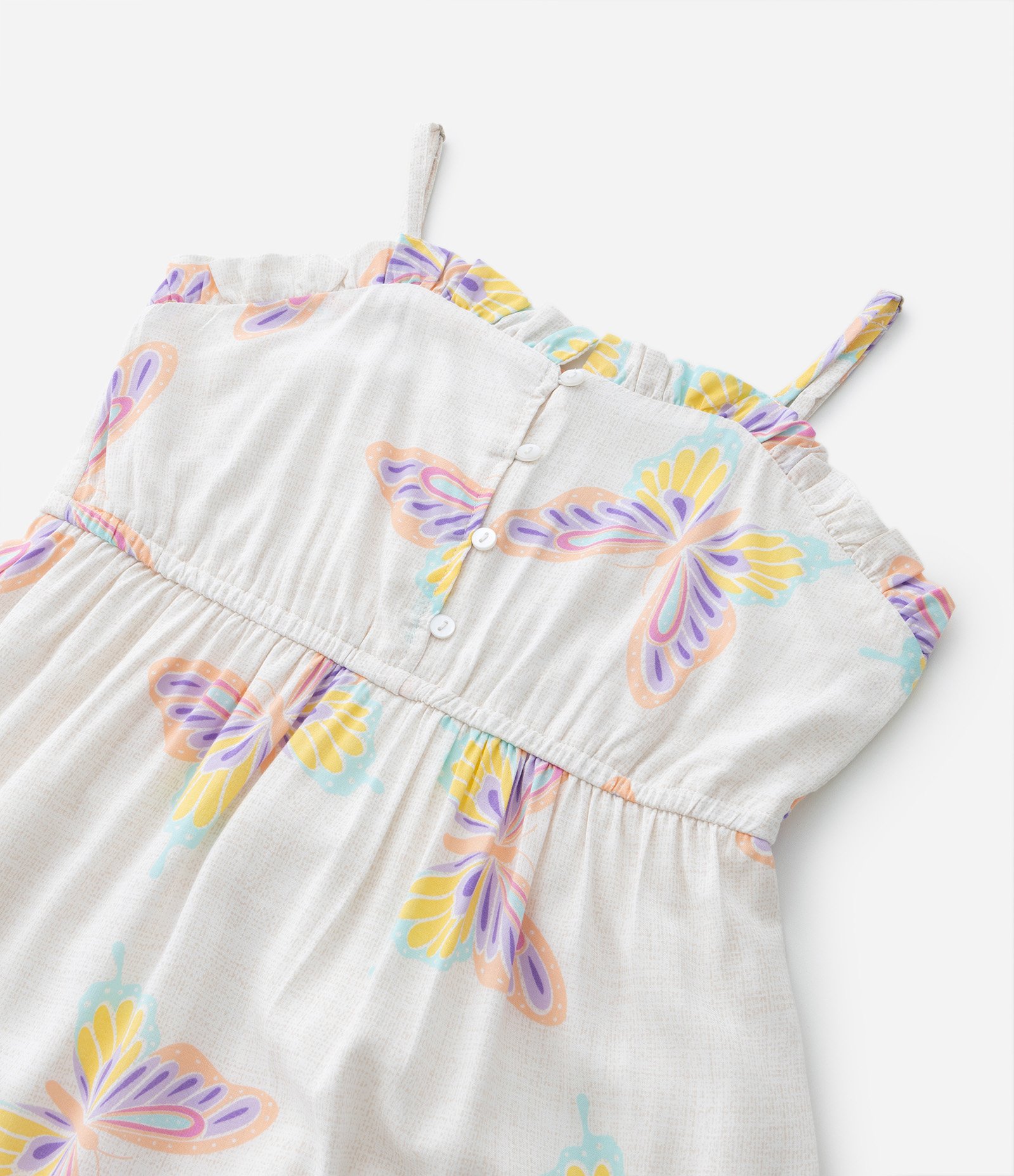 Vestido Infantil em Viscose com Estampa Borboletas - Tam 5 a 14 Anos Bege 5